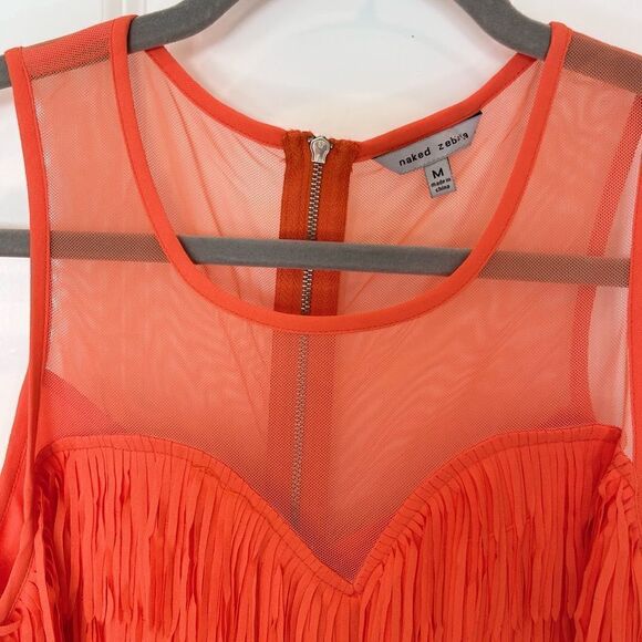Naked Zebra Fringes Mesh Cropped Sleeveless Top.Size M - Picture 6 of 12